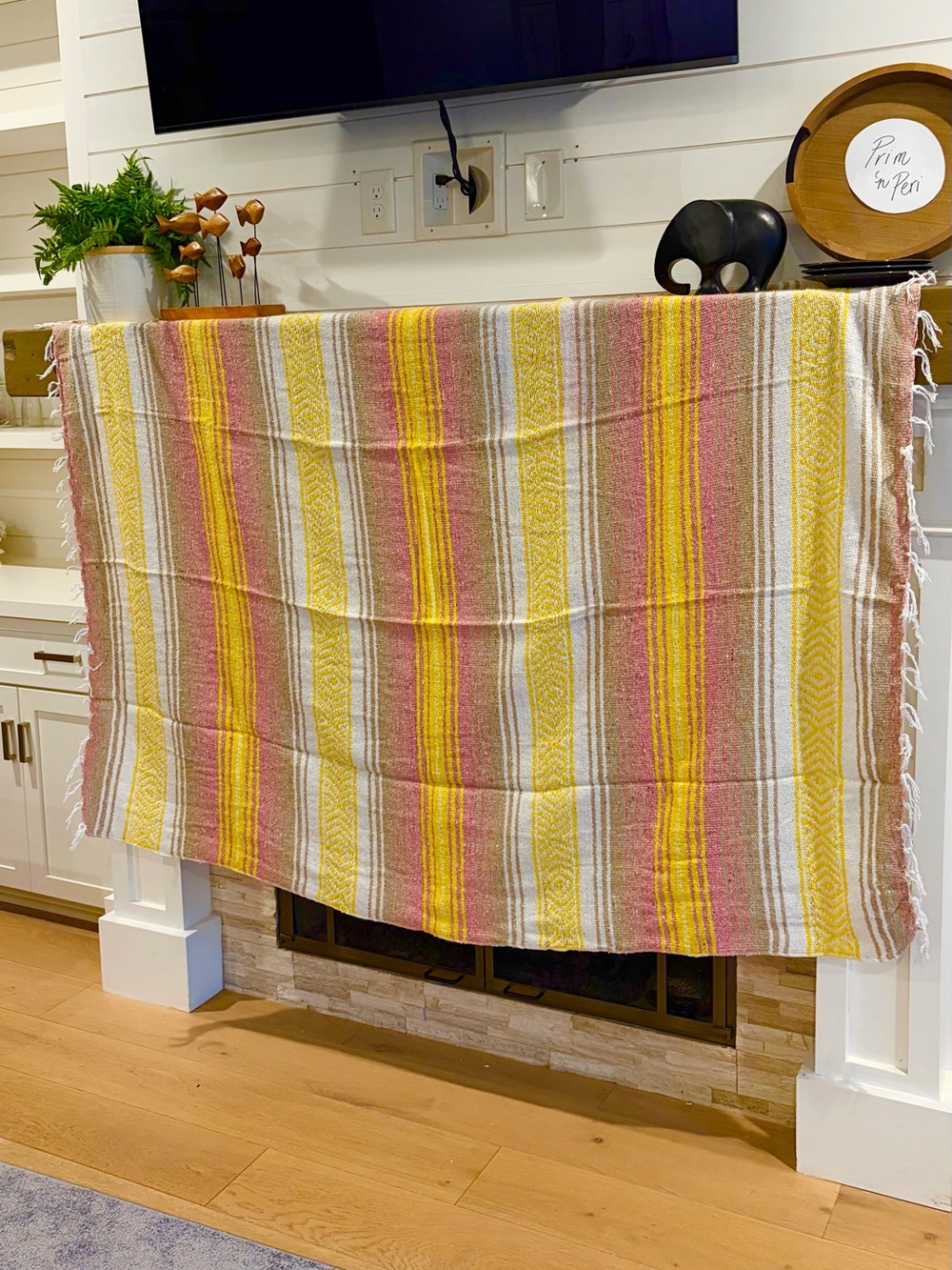 Mexican Falsa Blanket – Woven Striped Serape Throw with Fringe